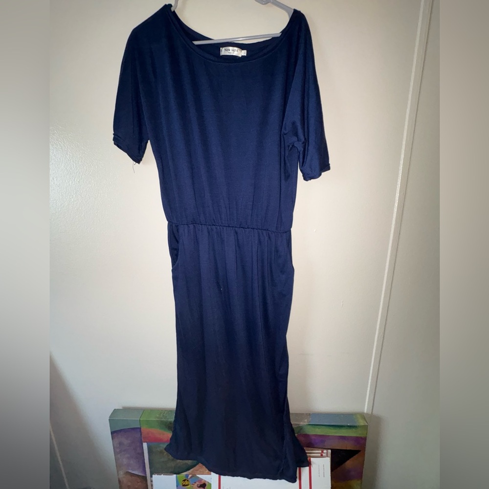 New Light Fashion Stretchy Dress. XXL, blue with pockets.